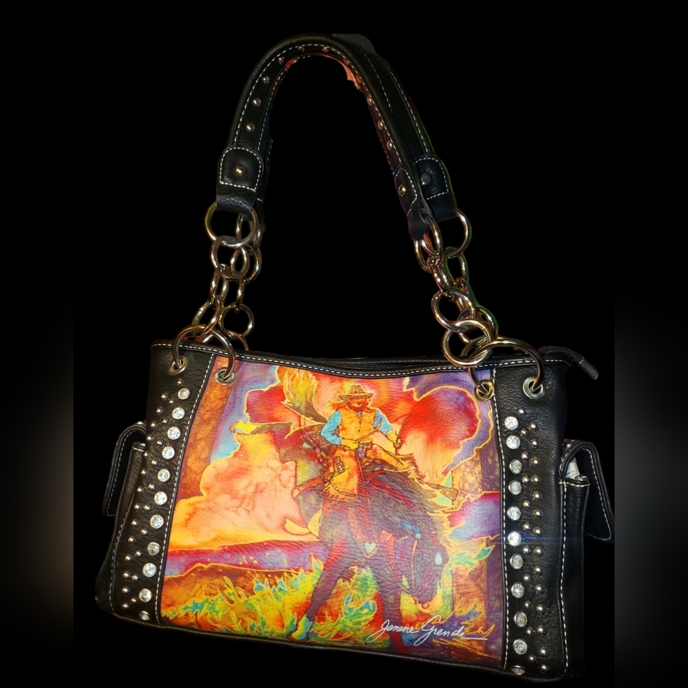 Montana West Rhinestone Satchel Purse Medium Concealed Carry Shoulder Bag